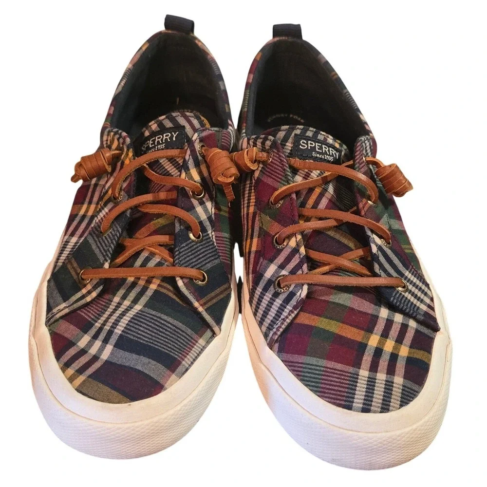 Sperry Top-Sider Plaid Lace Up Sneakers Womens Size 9.5 Casual Preppy
